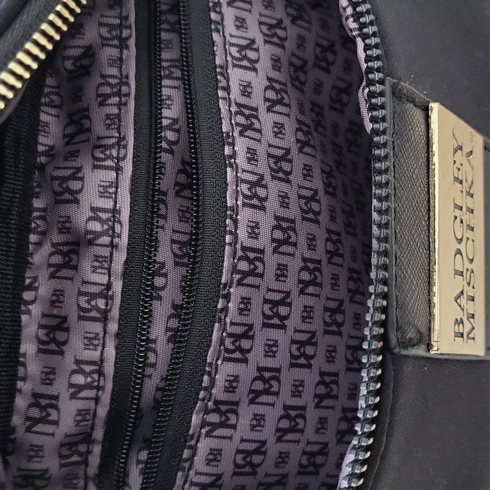 Badgley Mischka Fanny Pack Black Belt Bag with Gold Accents - Picture 6 of 7